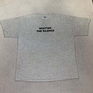 Gildan Men's White Cotton Shatter The Silence Y2K Short Sleeve T-Shirt Size XL